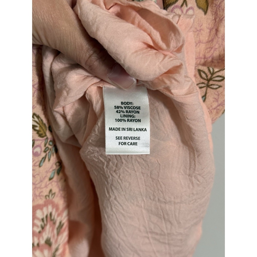 Spartina 449 Elayne Splitneck Dress Calm Waters Floral Sz M Pink Peasant - Picture 7 of 10